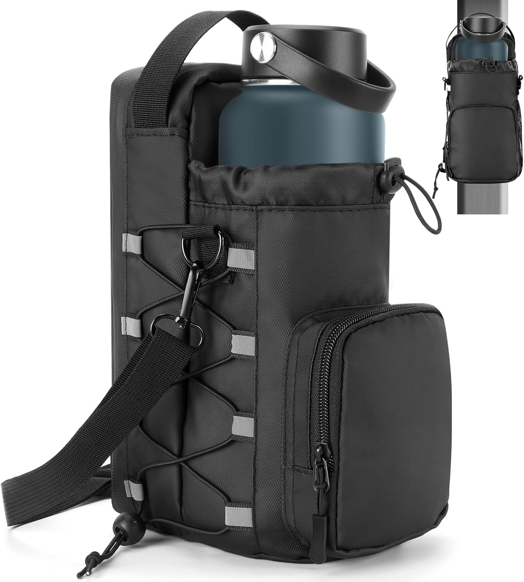 Magnetic Gym Bag Water Bottle Holder with Strap for Men and Women (Black)