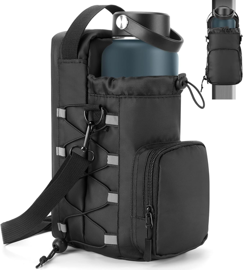 Magnetic Gym Bag Water Bottle Holder with Strap for Men and Women (Black)